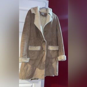 LOFT Cream Faux Fur Jacket